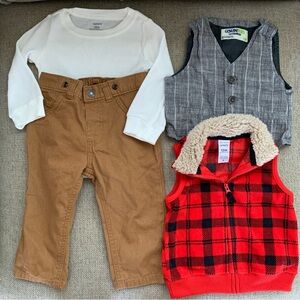 Lot of Baby Boy Winter Clothing Carters Size 12 Months Pants Bodysuit Shirt Vest